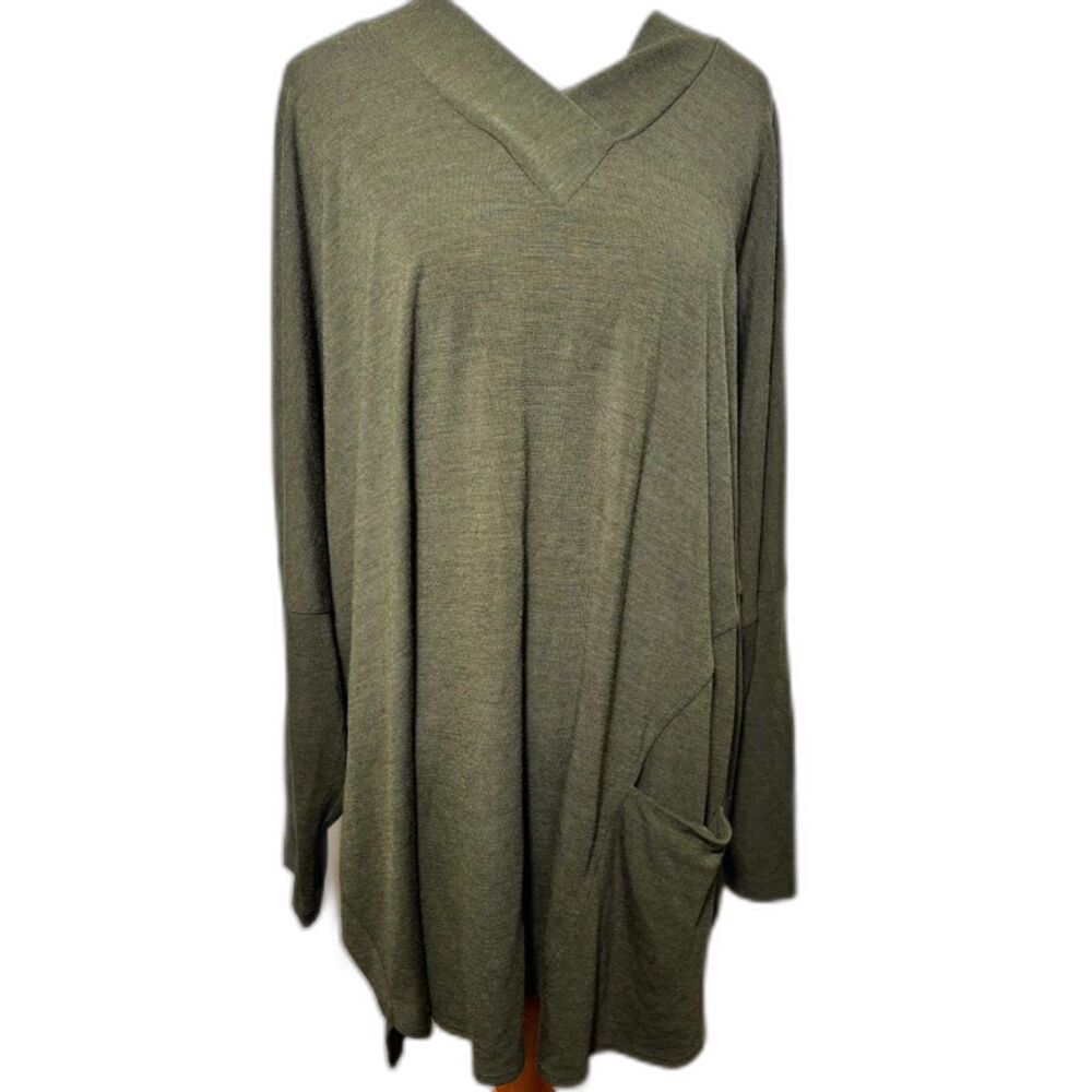 Q Neel Nordic Design Wool Blend Lagenlook Size 20 Oversized Art To Wear Green